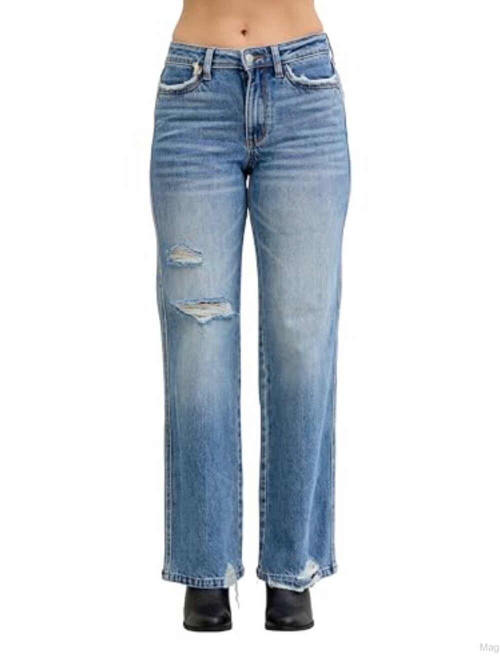 Judy Blue Mid Rise 90s Straight Leg Jeans Rigid Denim